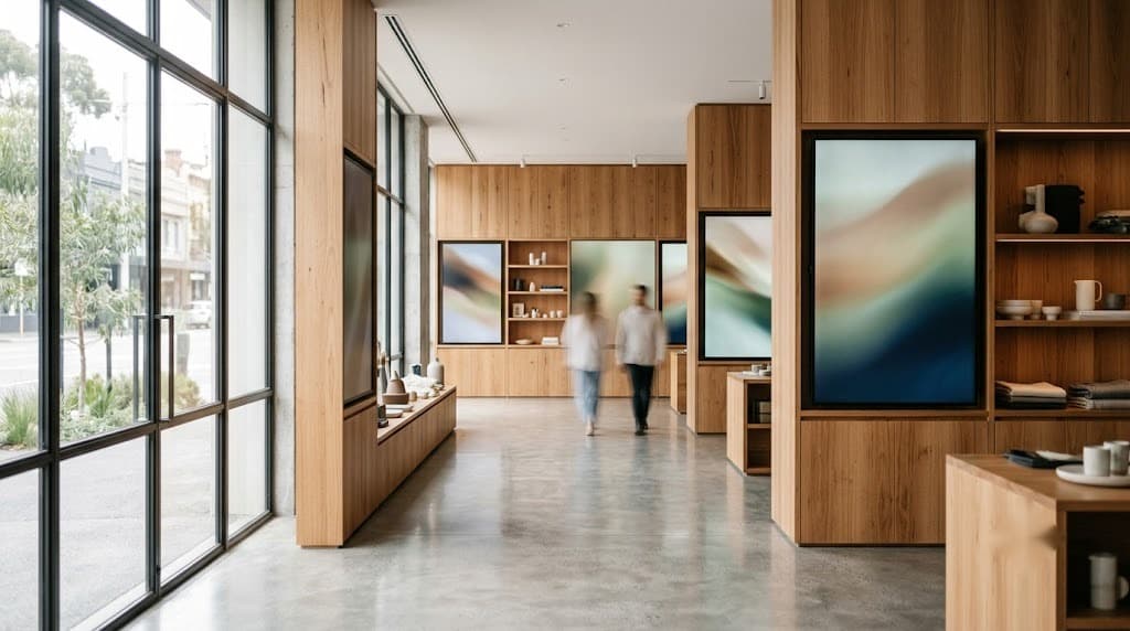 Digital screens in a flagship retail environment